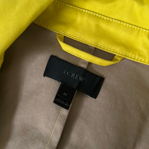J.CREW Swing Trench Coat in yellow cotton, detachable hood, pockets Sz M NEW - Picture 14 of 16